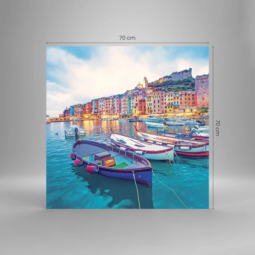 Glass picture - Colourful Evening in a Port - 70x70 cm