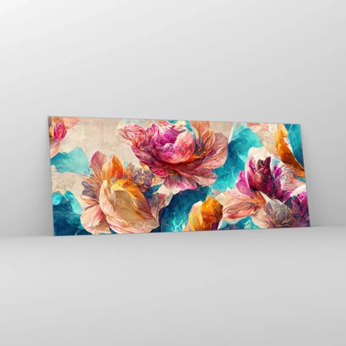 Glass picture - Colourful Splendour of a Bouquet - 100x40 cm