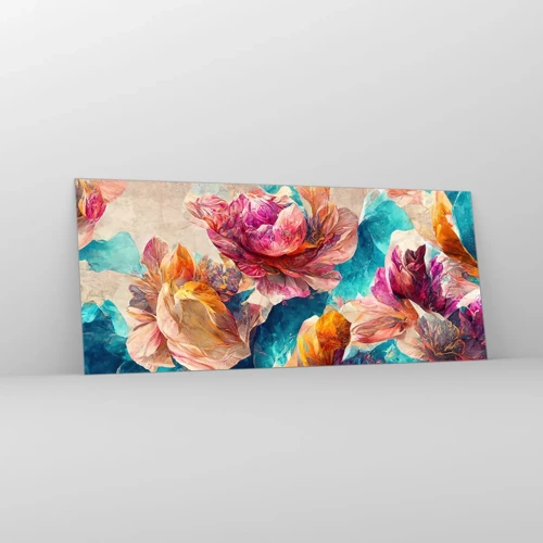 Glass picture - Colourful Splendour of a Bouquet - 120x50 cm