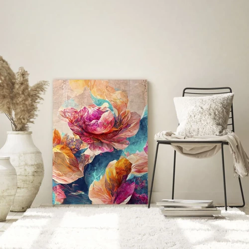 Glass picture - Colourful Splendour of a Bouquet - 50x70 cm