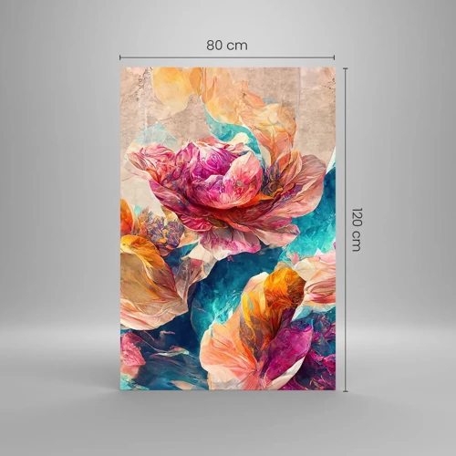 Glass picture - Colourful Splendour of a Bouquet - 80x120 cm