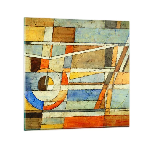 Glass picture - Cubism on a Construction Site - 60x60 cm