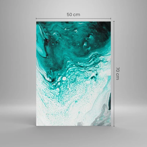 Glass picture - Dissolving in White and Turquoise - 50x70 cm