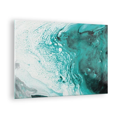 Glass picture - Dissolving in White and Turquoise - 70x50 cm