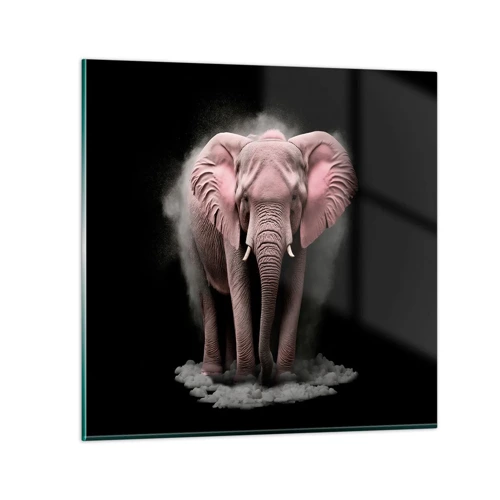 Glass picture - Don't Think About a Pink Elephant! - 40x40 cm