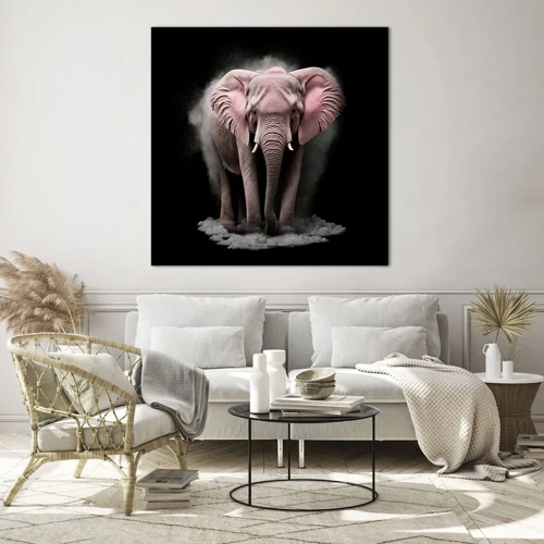 Glass picture - Don't Think About a Pink Elephant! - 40x40 cm