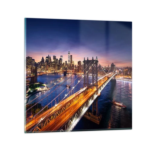 Glass picture - Down the Illuminated Bridge - 30x30 cm