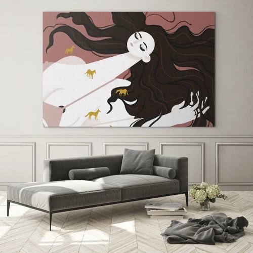 Glass picture - Dream of a Golden Horse - 70x50 cm