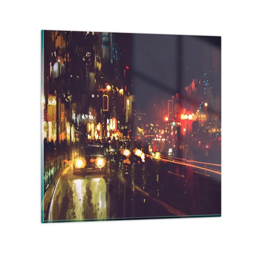 Glass picture - Drowned in City Lights - 30x30 cm