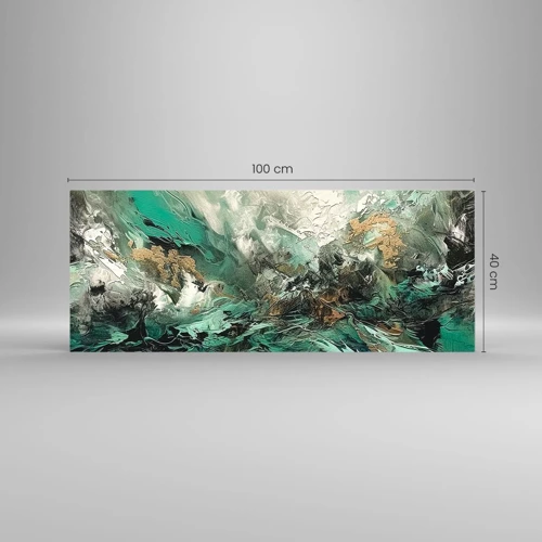 Glass picture - Emerald and Black Lump - 100x40 cm