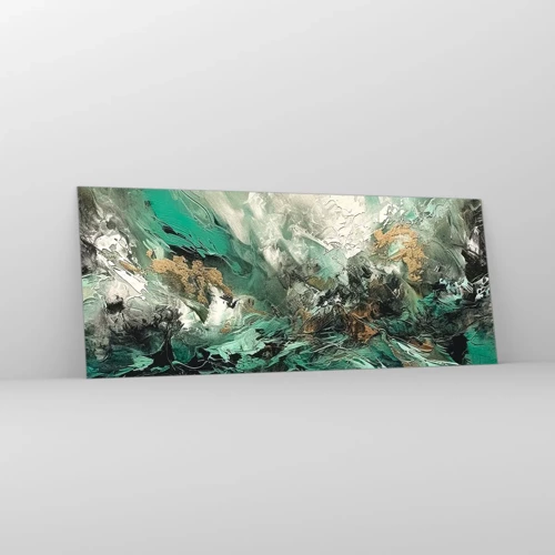 Glass picture - Emerald and Black Lump - 100x40 cm