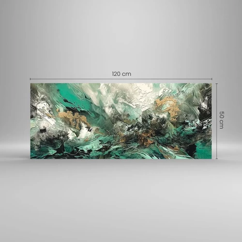 Glass picture - Emerald and Black Lump - 120x50 cm