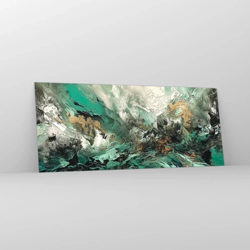 Glass picture - Emerald and Black Lump - 120x50 cm