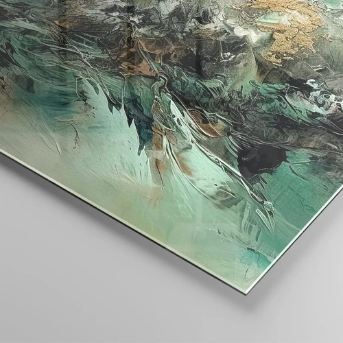 Glass picture - Emerald and Black Lump - 120x50 cm