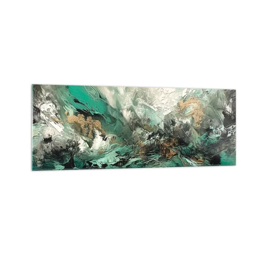 Glass picture - Emerald and Black Lump - 140x50 cm