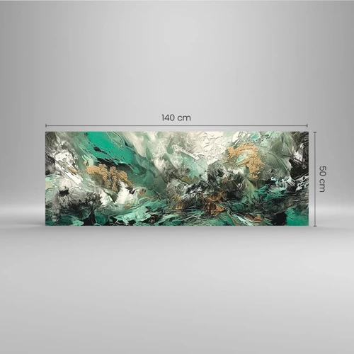 Glass picture - Emerald and Black Lump - 140x50 cm