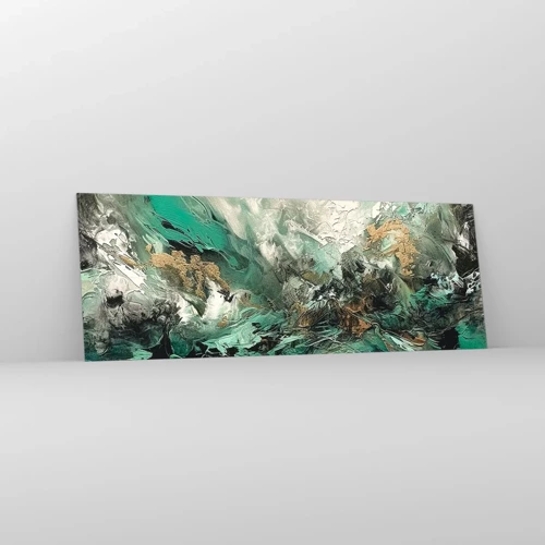 Glass picture - Emerald and Black Lump - 140x50 cm