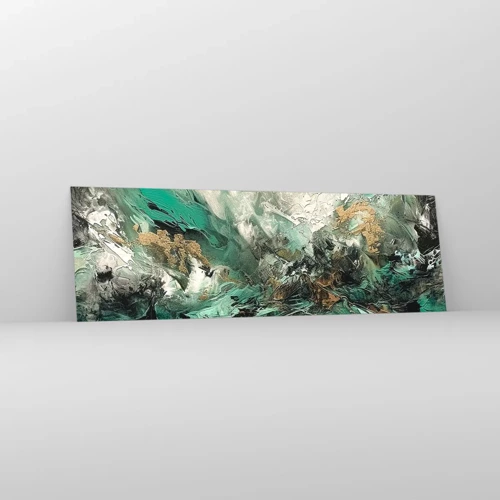 Glass picture - Emerald and Black Lump - 160x50 cm