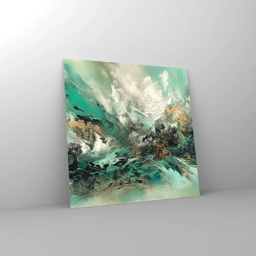 Glass picture - Emerald and Black Lump - 30x30 cm