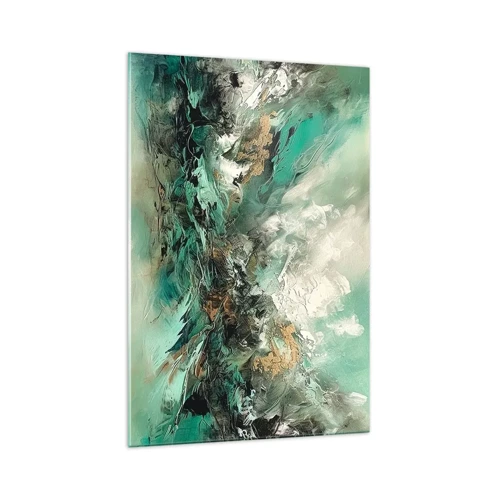 Glass picture - Emerald and Black Lump - 70x100 cm