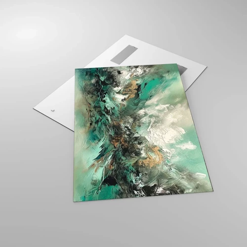 Glass picture - Emerald and Black Lump - 70x100 cm