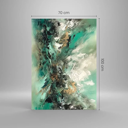 Glass picture - Emerald and Black Lump - 70x100 cm