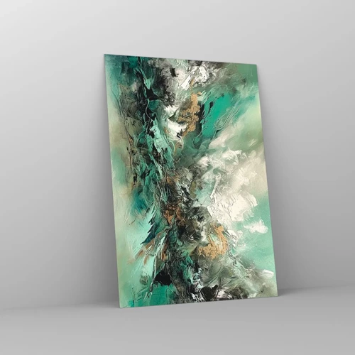 Glass picture - Emerald and Black Lump - 70x100 cm