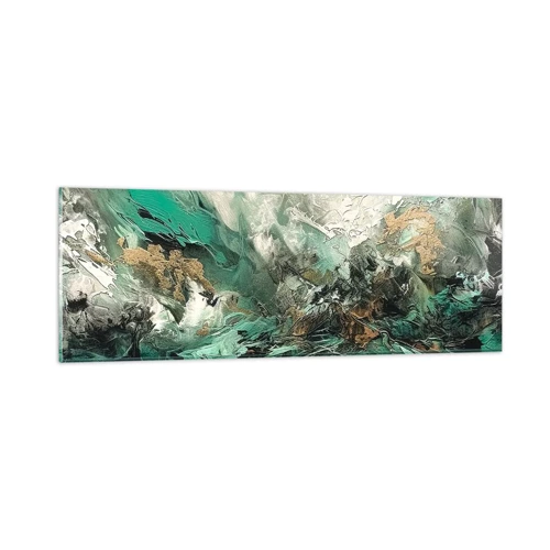 Glass picture - Emerald and Black Lump - 90x30 cm