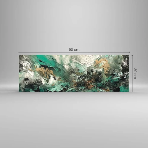 Glass picture - Emerald and Black Lump - 90x30 cm