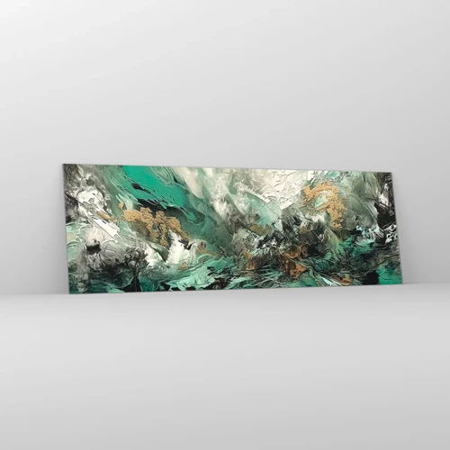 Glass picture - Emerald and Black Lump - 90x30 cm