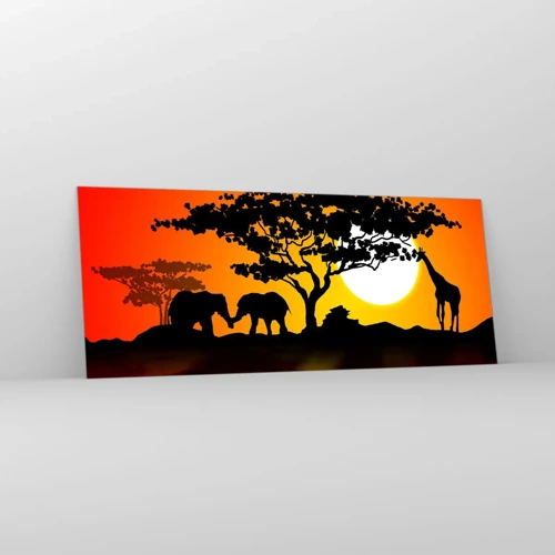 Glass picture - Encounter on a Savannah - 100x40 cm