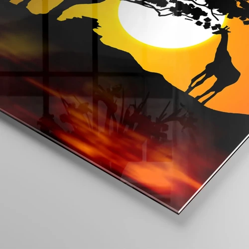 Glass picture - Encounter on a Savannah - 100x40 cm