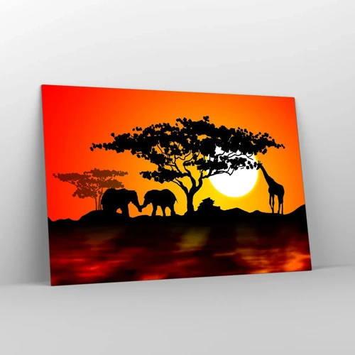 Glass picture - Encounter on a Savannah - 120x80 cm