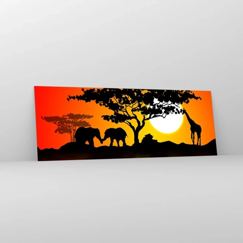 Glass picture - Encounter on a Savannah - 140x50 cm