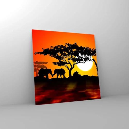 Glass picture - Encounter on a Savannah - 60x60 cm