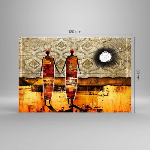 Glass picture - Ethnic Composition in the Colours of Africa - 120x80 cm