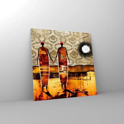 Glass picture - Ethnic Composition in the Colours of Africa - 60x60 cm
