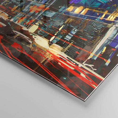 Glass picture - Evening Street Bustle - 140x50 cm