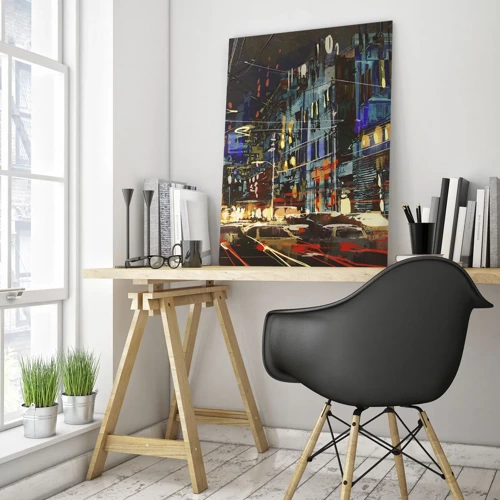 Glass picture - Evening Street Bustle - 50x70 cm
