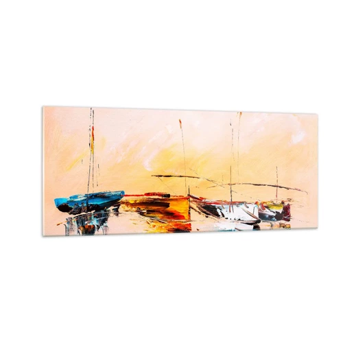 Glass picture - Evening at the Harbour - 100x40 cm