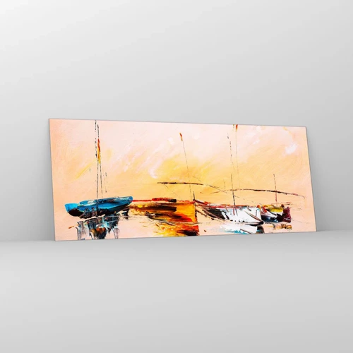 Glass picture - Evening at the Harbour - 100x40 cm