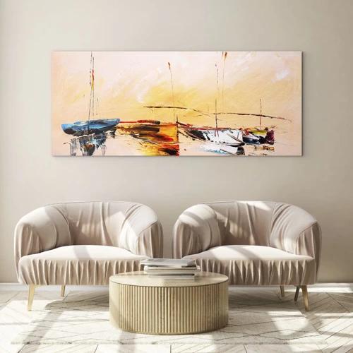 Glass picture - Evening at the Harbour - 100x40 cm