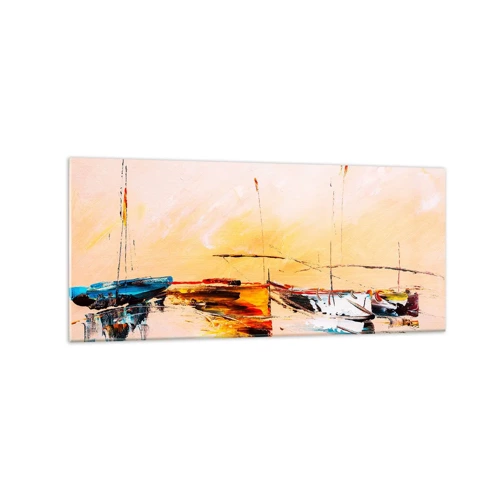 Glass picture - Evening at the Harbour - 120x50 cm