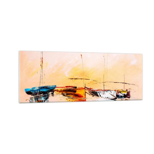 Glass picture - Evening at the Harbour - 140x50 cm