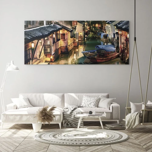 Glass picture - Evening on a Chinese Street - 160x50 cm