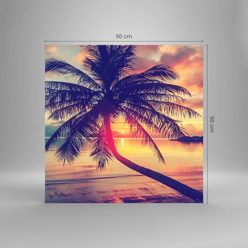 Glass picture - Evening under the Palm Trees - 50x50 cm