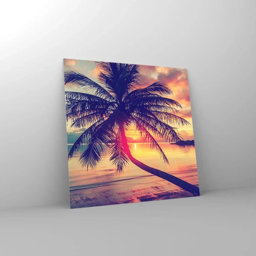 Glass picture - Evening under the Palm Trees - 70x70 cm