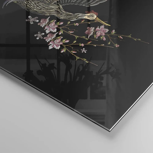 Glass picture - Exotic, Embroidered Bird - 120x50 cm