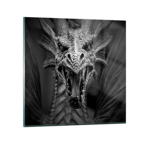 Glass picture - Fairytale Dragon in Grey - 40x40 cm