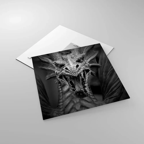 Glass picture - Fairytale Dragon in Grey - 40x40 cm